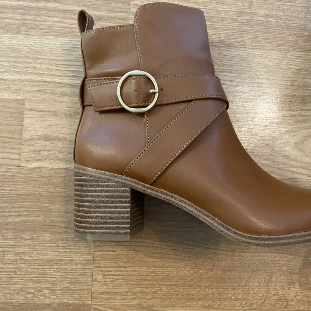 Style & Co Womens Rosaliee Belt Booties Cognac Smooth Size 6.5M - Picture 6 of 12